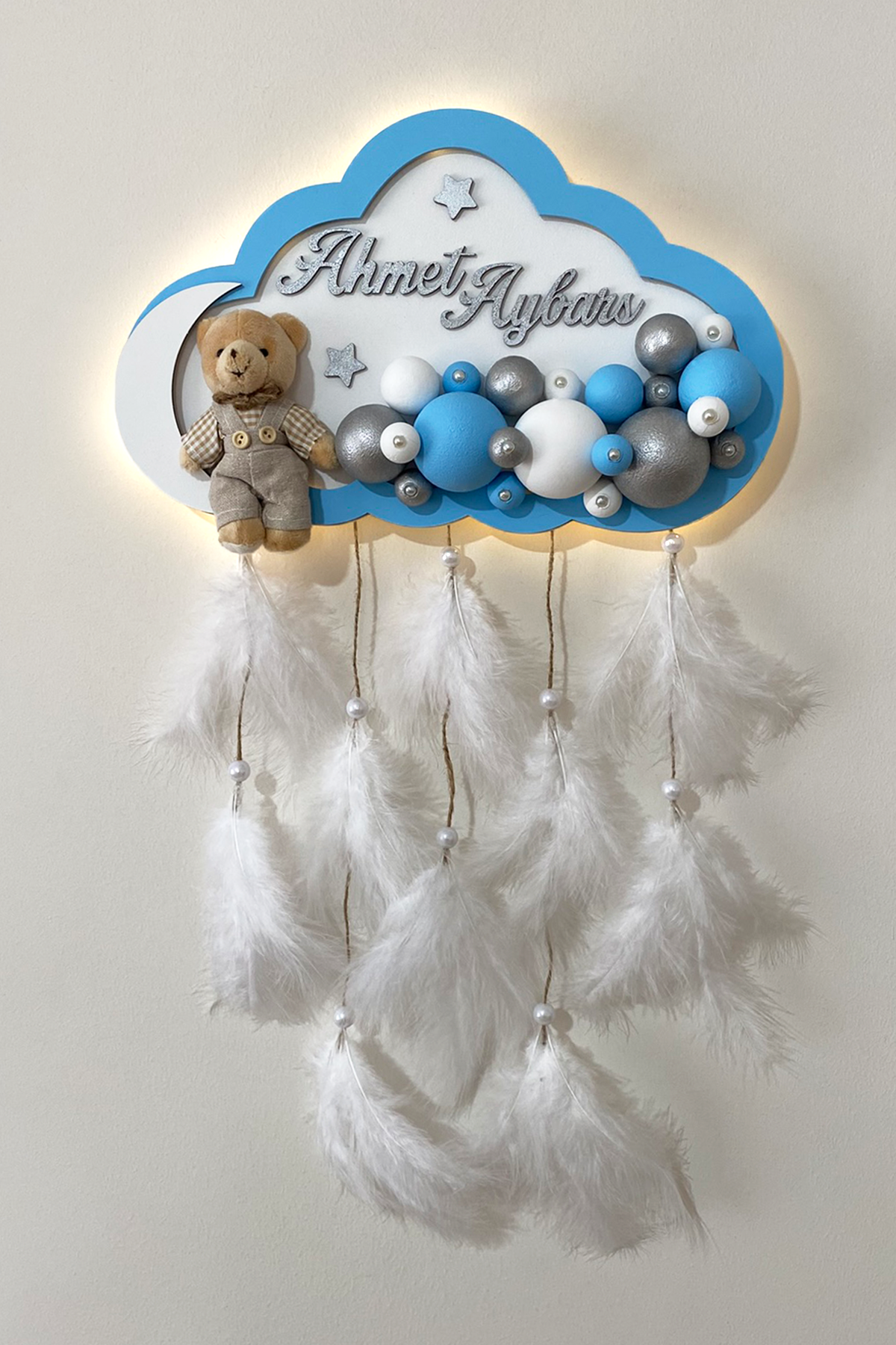 Bubble Ledli Bulut Bebek Kapı Süsü