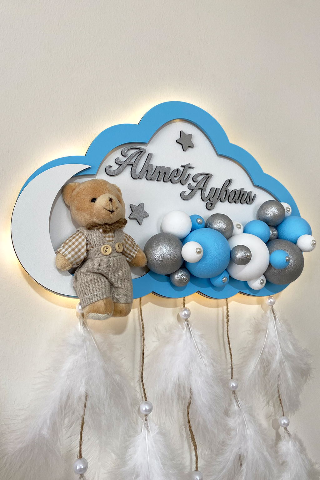 Bubble Ledli Bulut Bebek Kapı Süsü