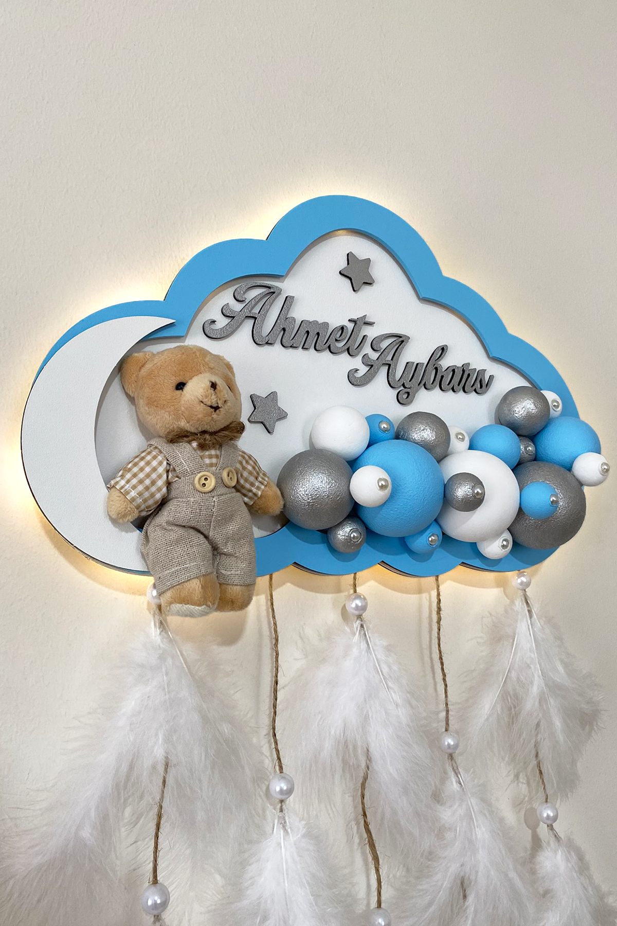 Bubble Ledli Bulut Bebek Kapı Süsü