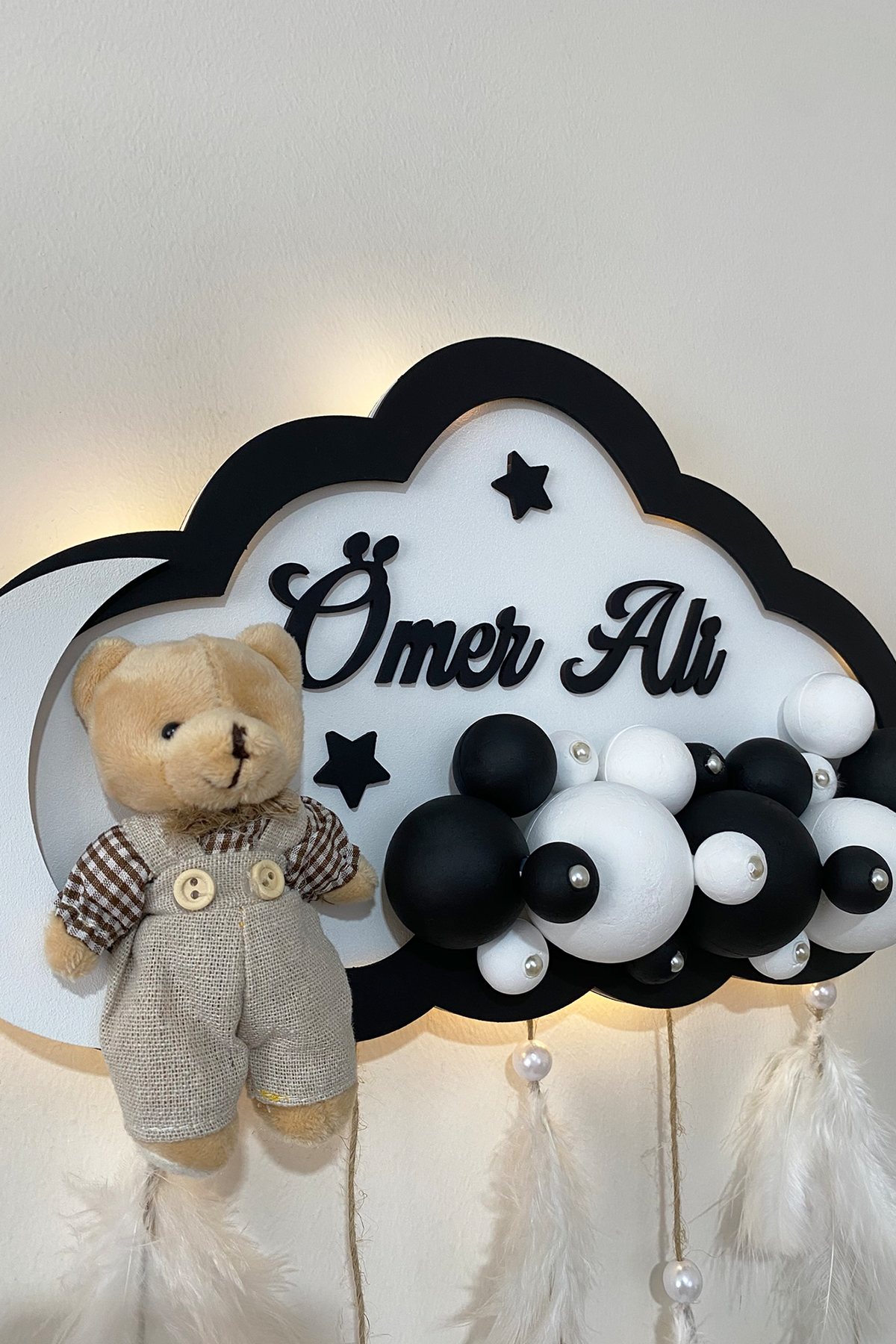 Bubble Ledli Bulut Bebek Kapı Süsü